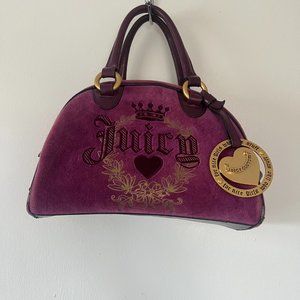 Juicy Couture Magenta Velour Bowler Bag with Charm